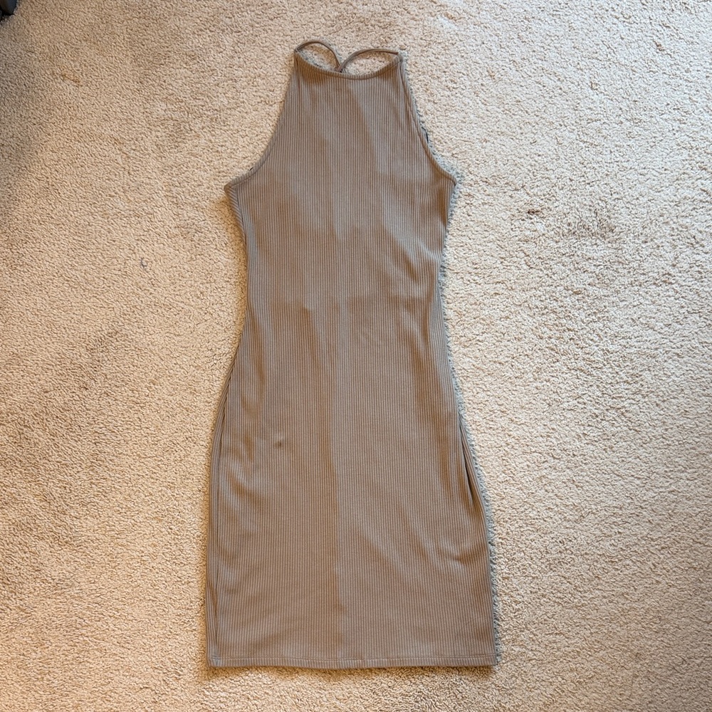 H&M Elegant Tan Ribbed Dress